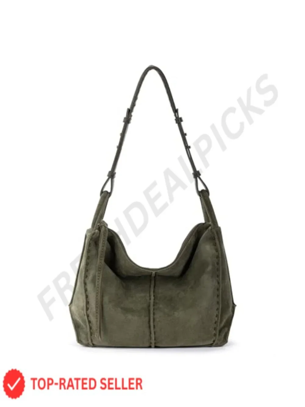 Large Leather Hobo Purse with Zipper Pocket - Everyday Shoulder Bag